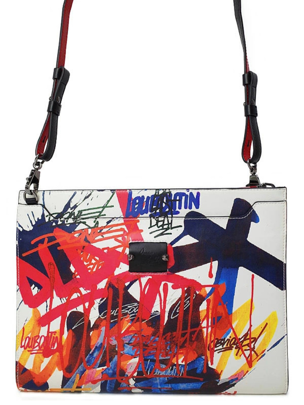 Christian Louboutin Sky Pouch Clutch Spike Studs Clutch Bag Black